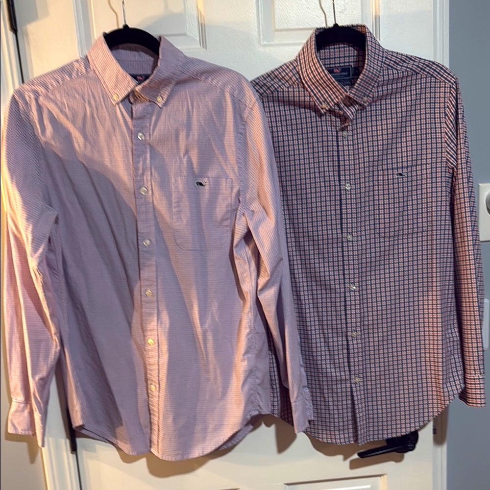 Men's Classic Vineyard Vines Checkered Shirt - Blue and Red S